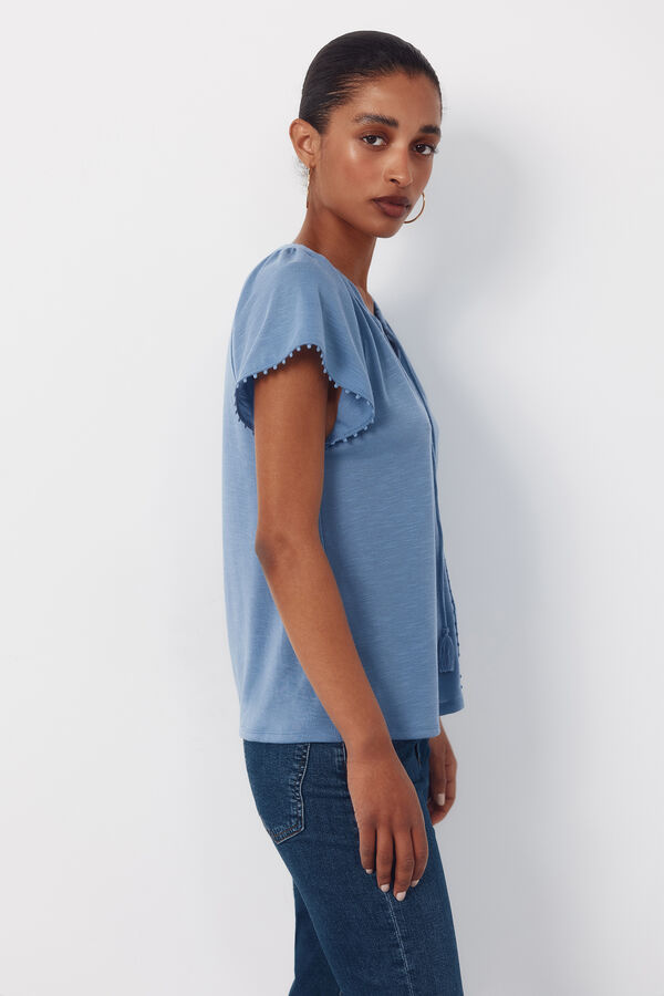 Cortefiel Playera fluida con pasamaner&iacute;a Azul
