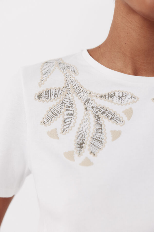 Cortefiel Playera estampada Blanco