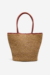 Cortefiel Bolsa de playa de rafia Marr&oacute;n