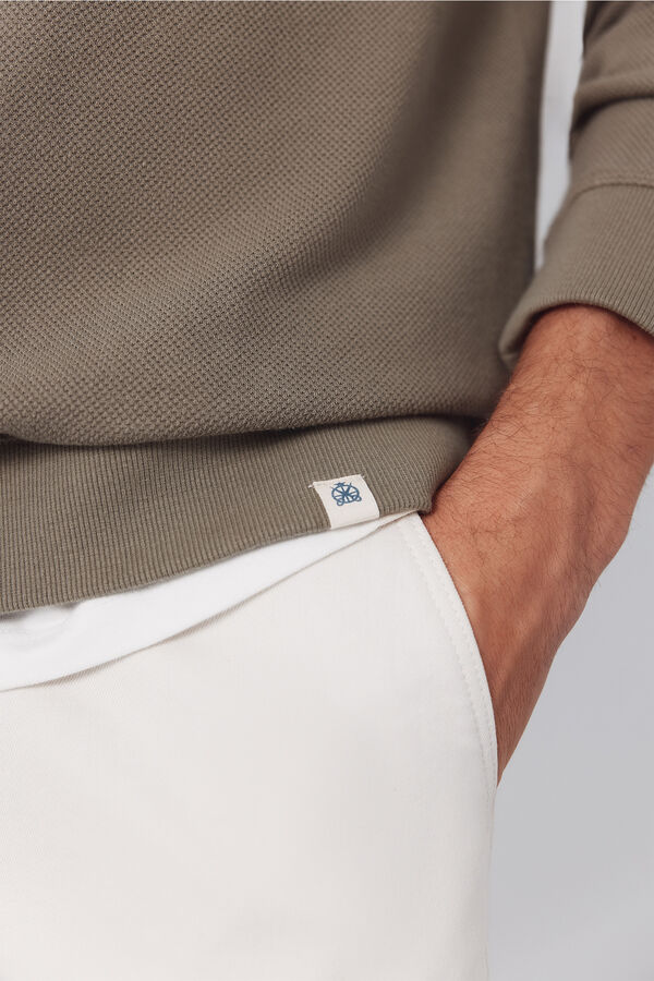 Cortefiel Sudadera estructura cuello caja Kaki