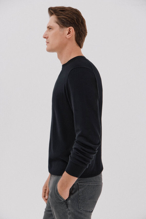 Cortefiel Jersey algodón cashmere cuello caja Negro