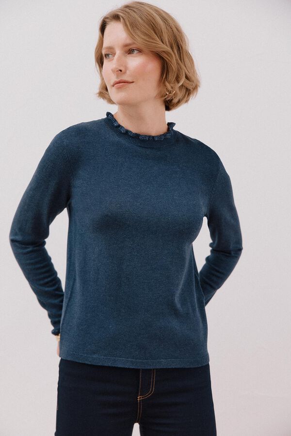 Cortefiel Chaleco calado bicolor Azul