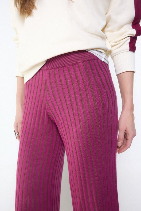 Slowlove Pantal&oacute;n de tejido acanalado Fucsia