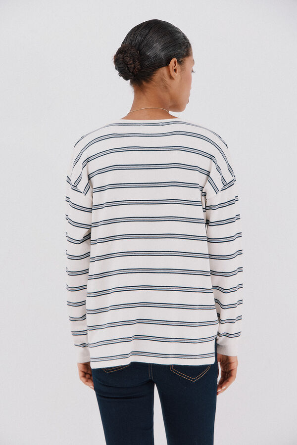 Cortefiel Suéter escote pico Marfil