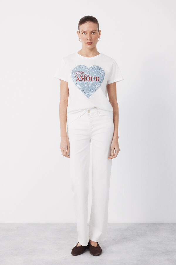 Cortefiel Camiseta estampado posicional Estampado azul