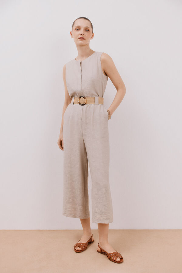 Cortefiel Jumpsuit con cinturón a contraste Arena