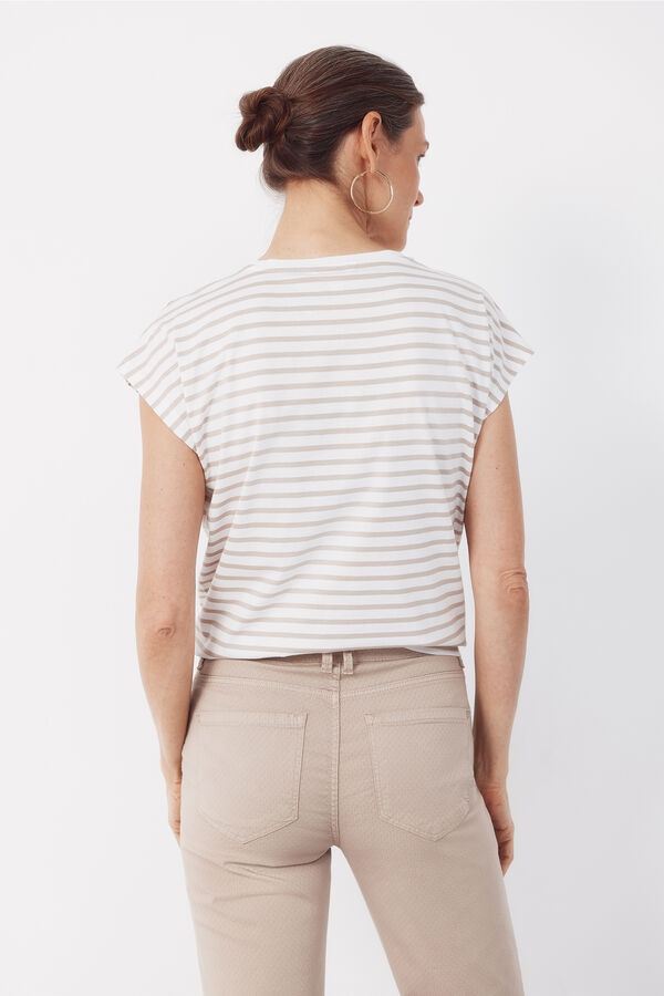Cortefiel Playera b&aacute;sica con botones dorados Estampado beige