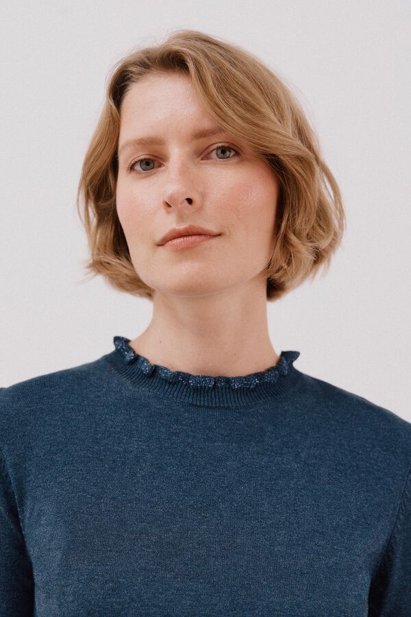 Cortefiel Chaleco calado bicolor Azul