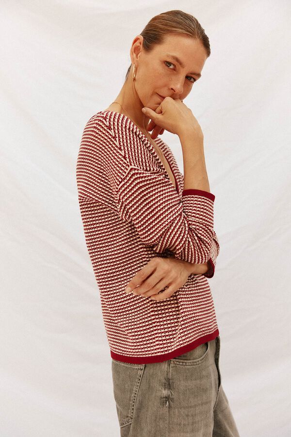 Cortefiel Suéter tejido bicolor Granate