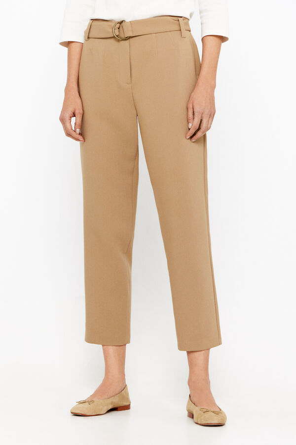 Cortefiel Pantalón con cinturón Beige