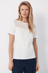 Cortefiel Playera sin mangas de guipur Blanco