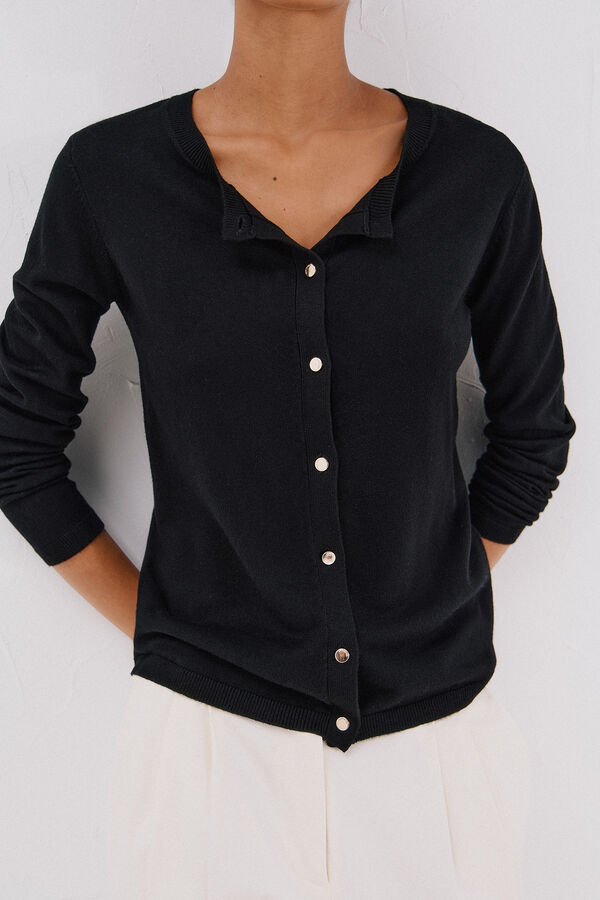 Cortefiel Su&eacute;ter de tejido fino Negro