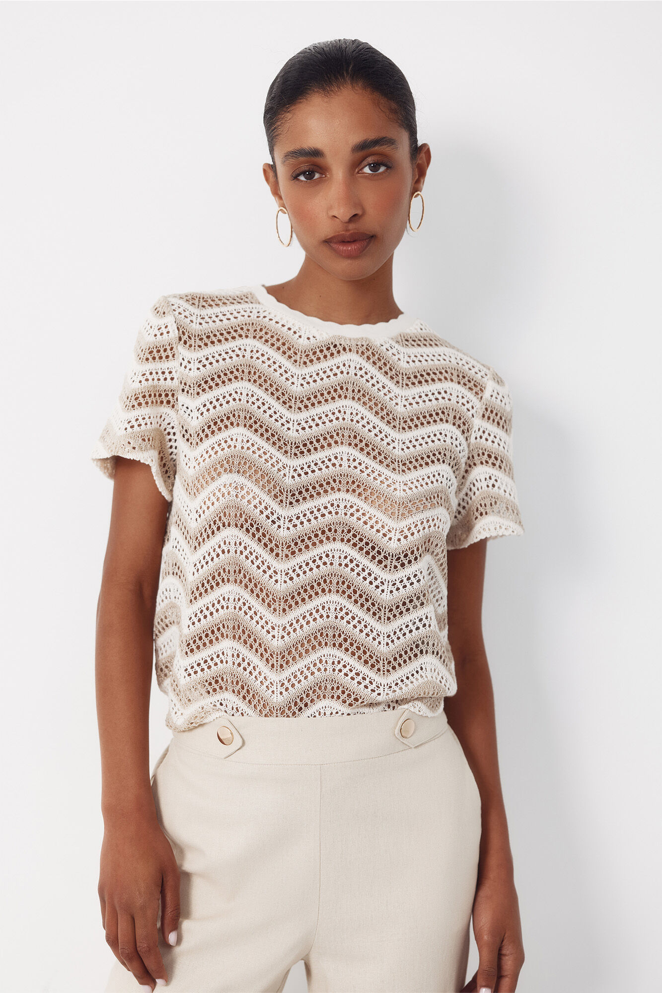 Cortefiel Top de crochet zigzag