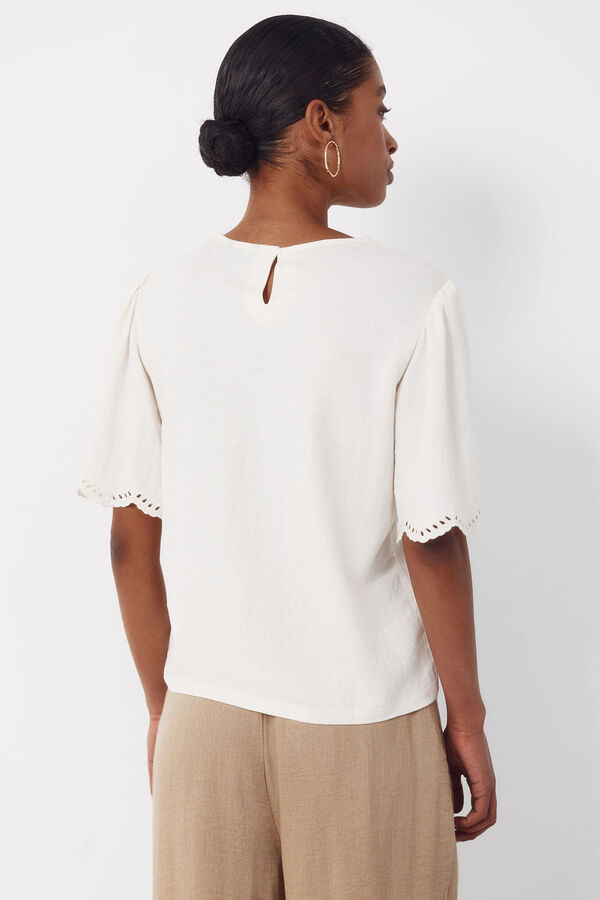 Cortefiel Playera bordada Marfil