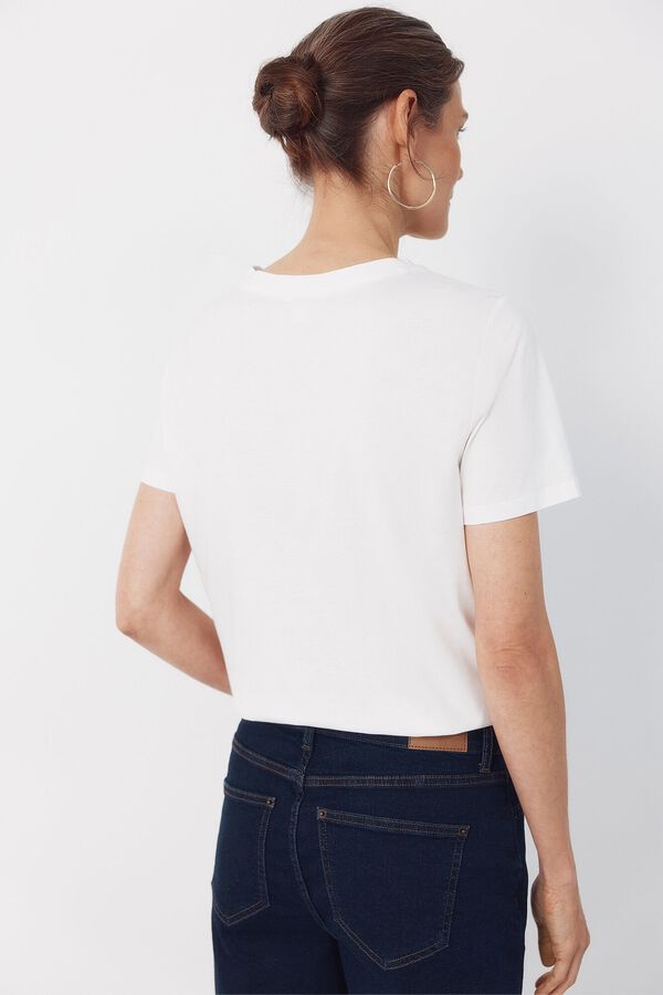 Cortefiel Playera con bordado posicional Blanco