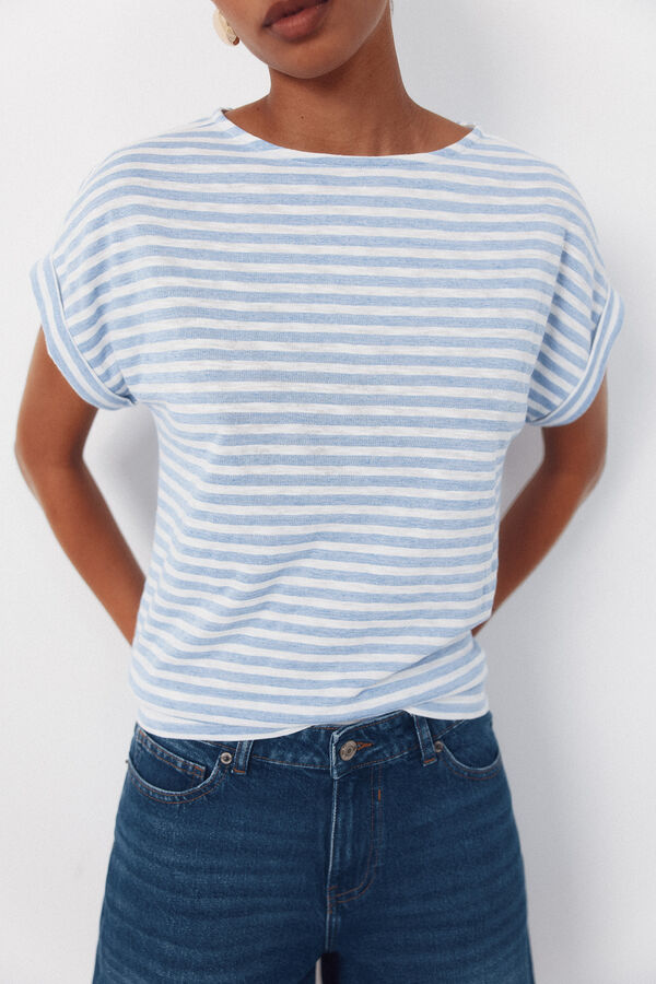 Cortefiel Playera de rayas Azul