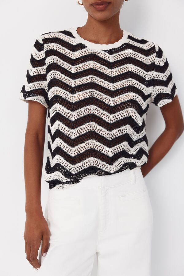 Cortefiel Top de crochet zigzag Negro