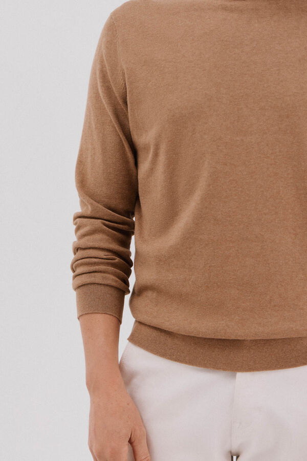 Cortefiel Jersey algodón cashmere cuello caja Beige