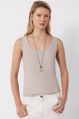 Cortefiel Top b&aacute;sico de tirantes Beige