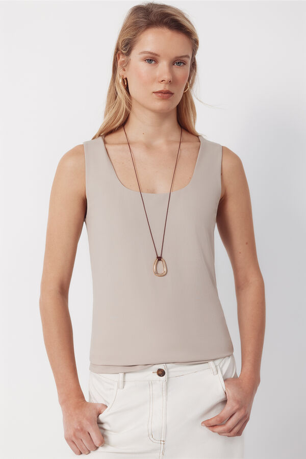 Cortefiel Top b&aacute;sico de tirantes Beige