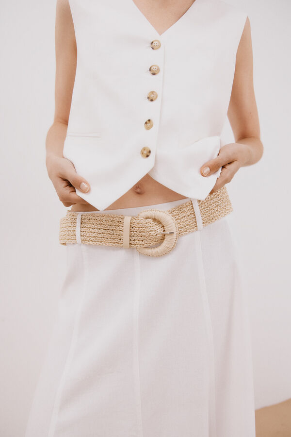 Cortefiel Falda midi capa Blanco