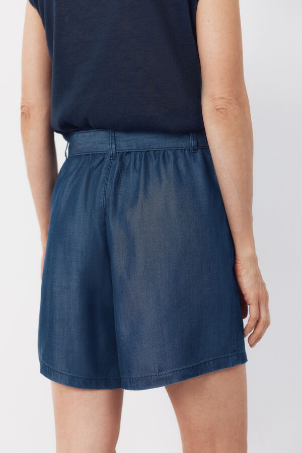 Cortefiel Bermudas fluidas de tencel Azul oscuro