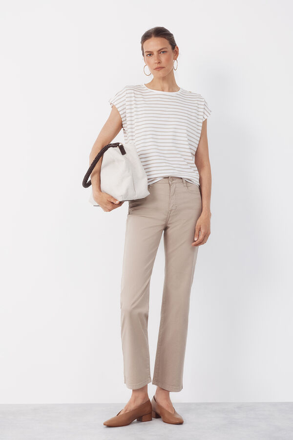 Cortefiel Playera b&aacute;sica con botones dorados Estampado beige