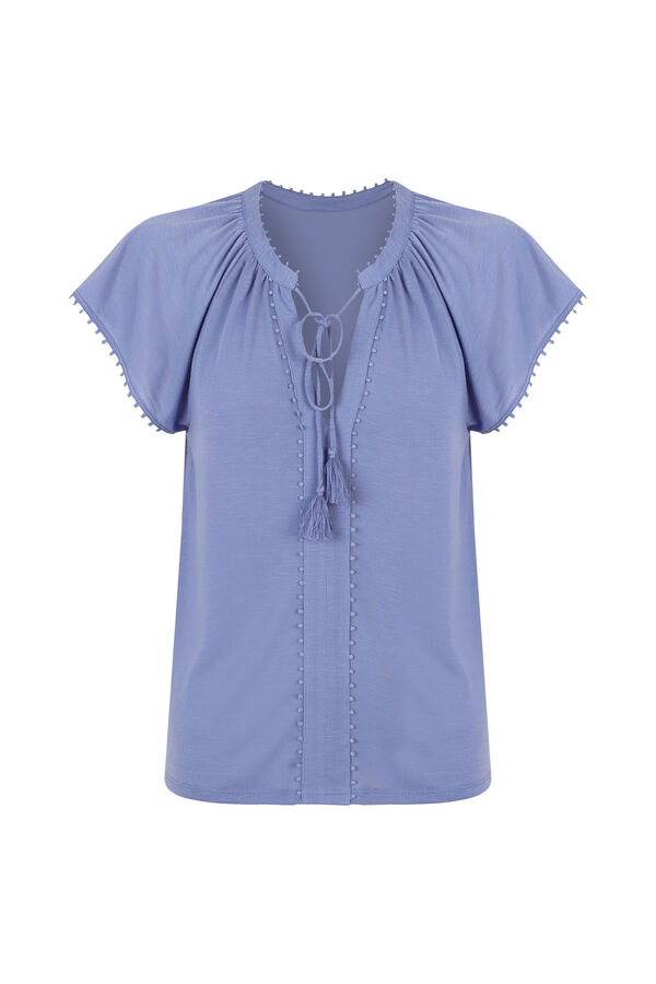 Cortefiel Playera fluida con pasamaner&iacute;a Azul