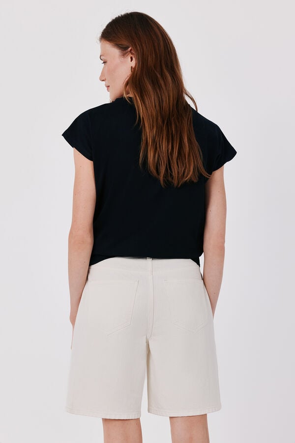 Cortefiel Playera b&aacute;sica con botones dorados Negro