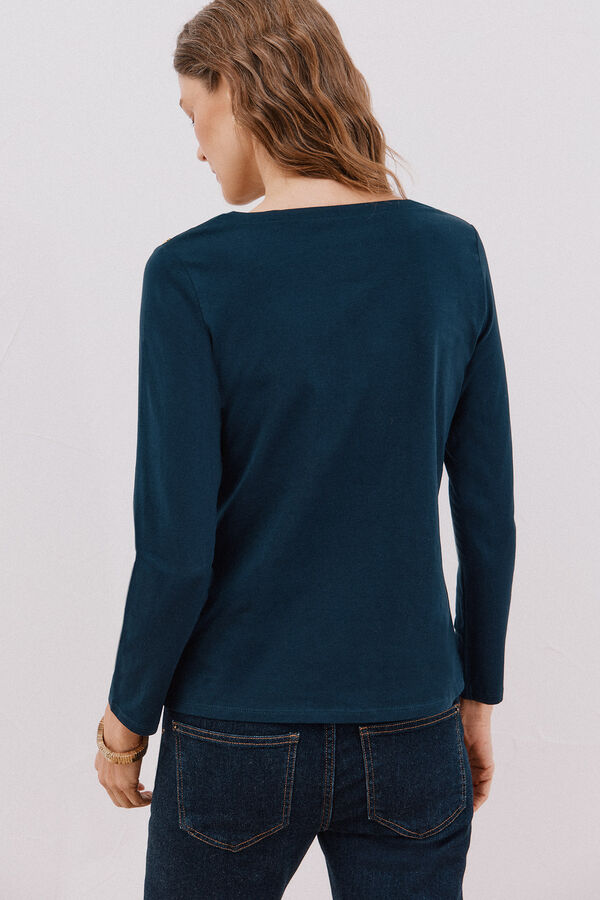 Cortefiel Playera barco botones Azul marino