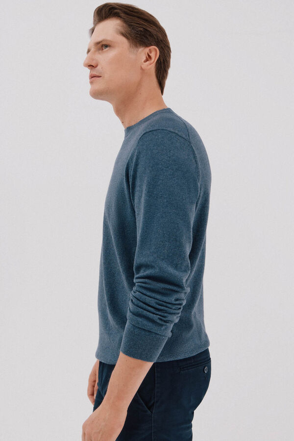 Cortefiel Jersey algodón cashmere cuello caja Azul oscuro