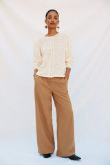 Cortefiel Top rústico puntillas Marfil