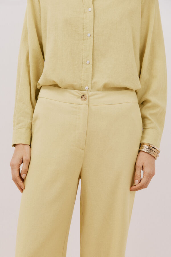 Cortefiel Pantalón lino Amarillo