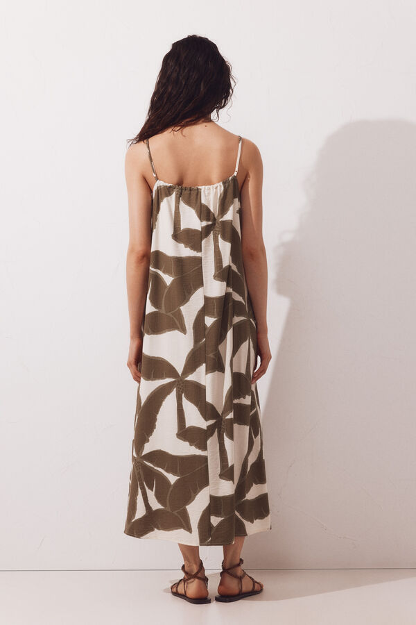 Cortefiel Vestido fluido Estampado verde