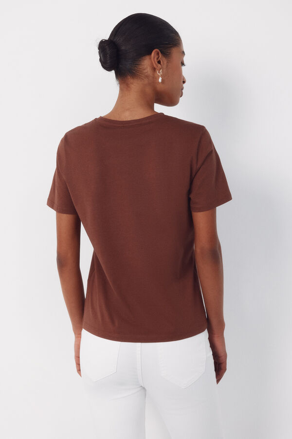 Cortefiel Playera estampada Marr&oacute;n