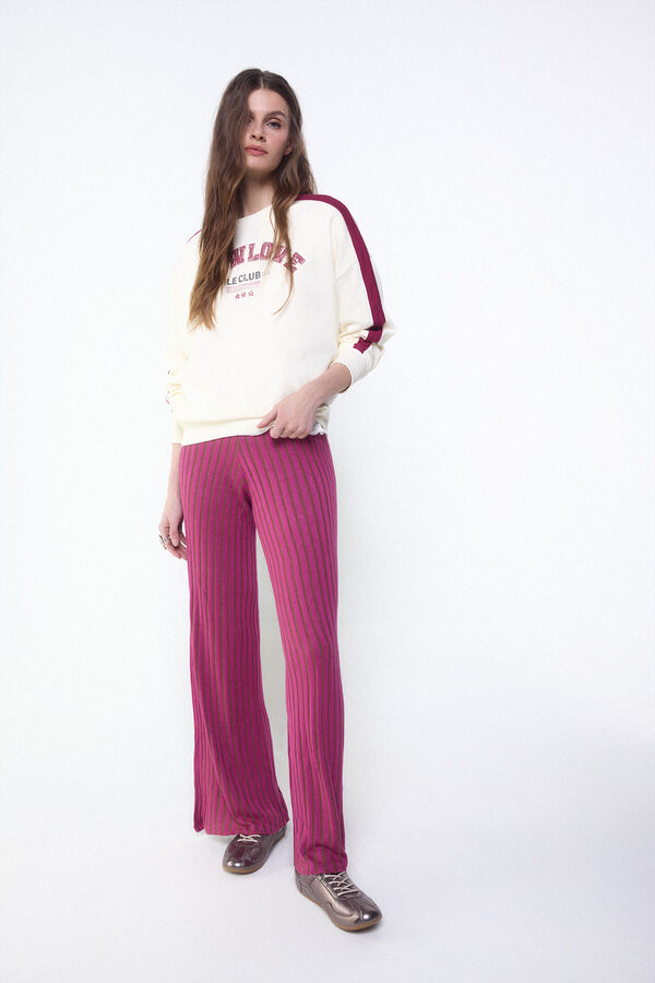 Slowlove Pantal&oacute;n de tejido acanalado Fucsia