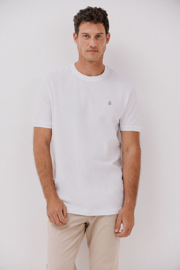 Cortefiel Playera básica piqué Blanco