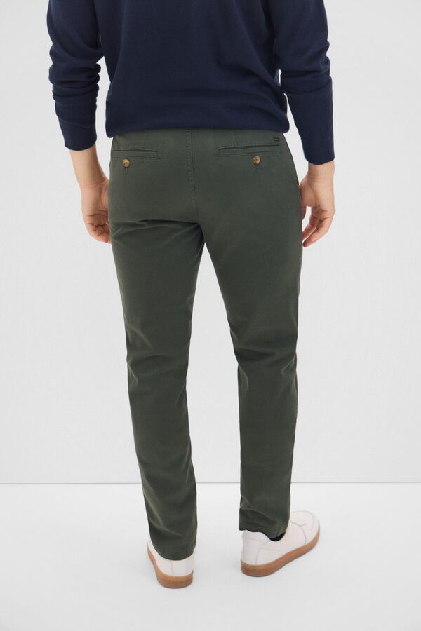 Cortefiel Pantalón chino slim fit Verde oscuro