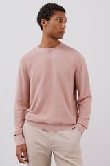 Cortefiel Suéter tejido fino estructura horizontal cuello redondo  Rosa
