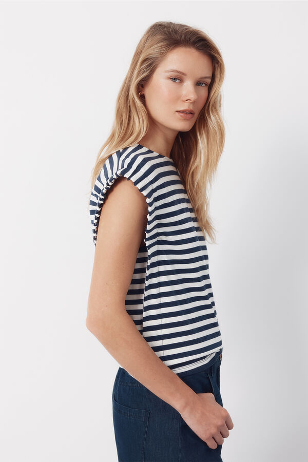 Cortefiel Playera con frunce en la sisa Estampado azul
