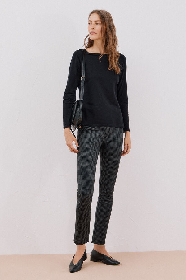 Cortefiel Playera barco botones Negro