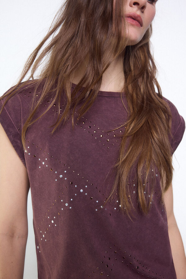 Slowlove Playera con tachas Granate
