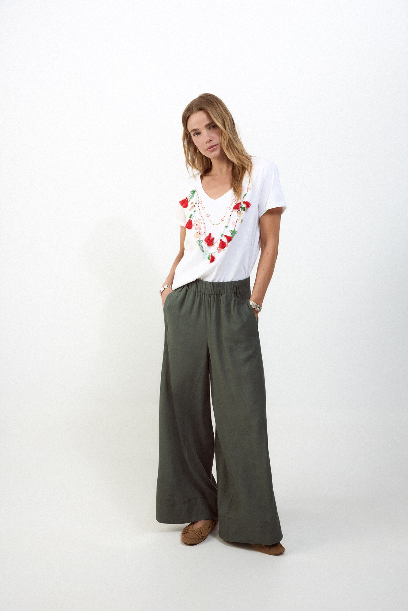 Slowlove Camiseta collar abalorios