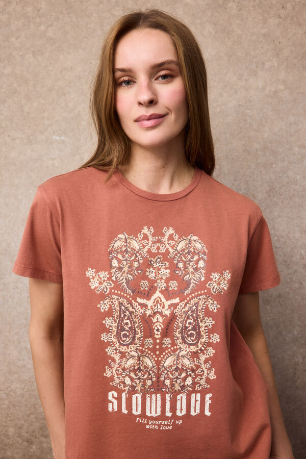 Slowlove Camiseta floral SlowLove Coral