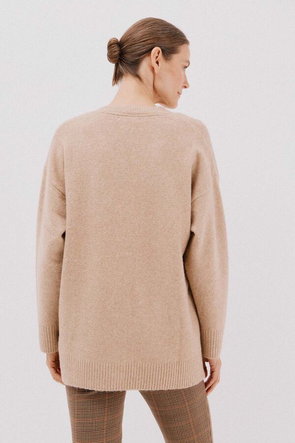 Cortefiel Cardigan largo bolsillos Beige