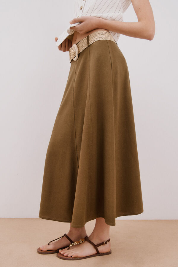 Cortefiel Falda midi capa Kaki
