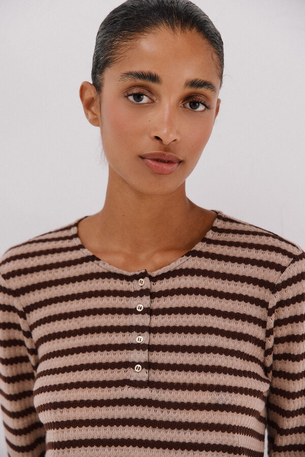 Cortefiel Top estructura rayas Marrón oscuro