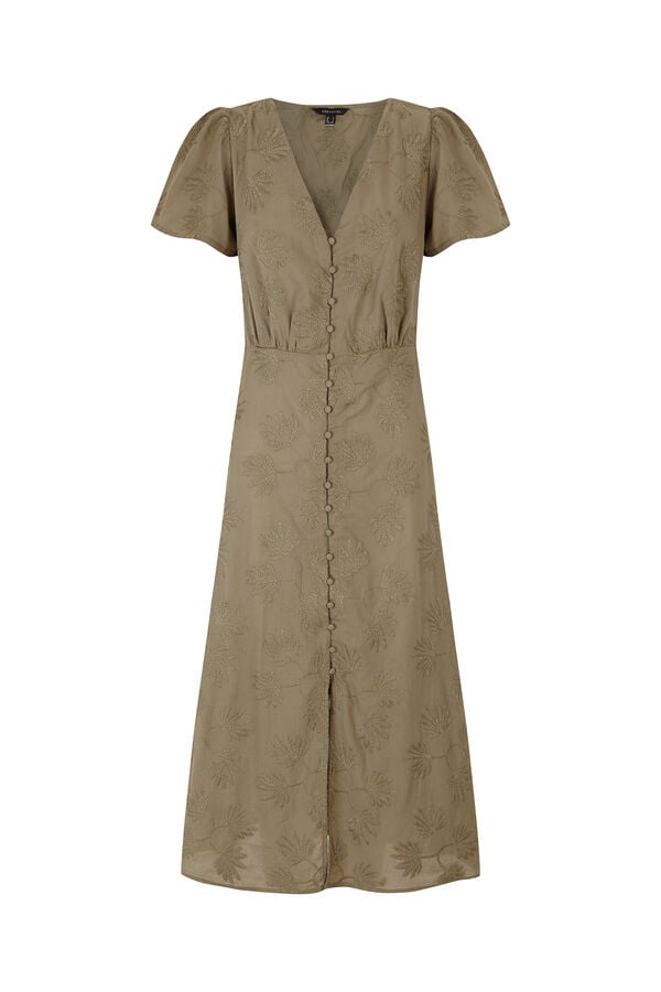 Cortefiel Vestido bordado Kaki