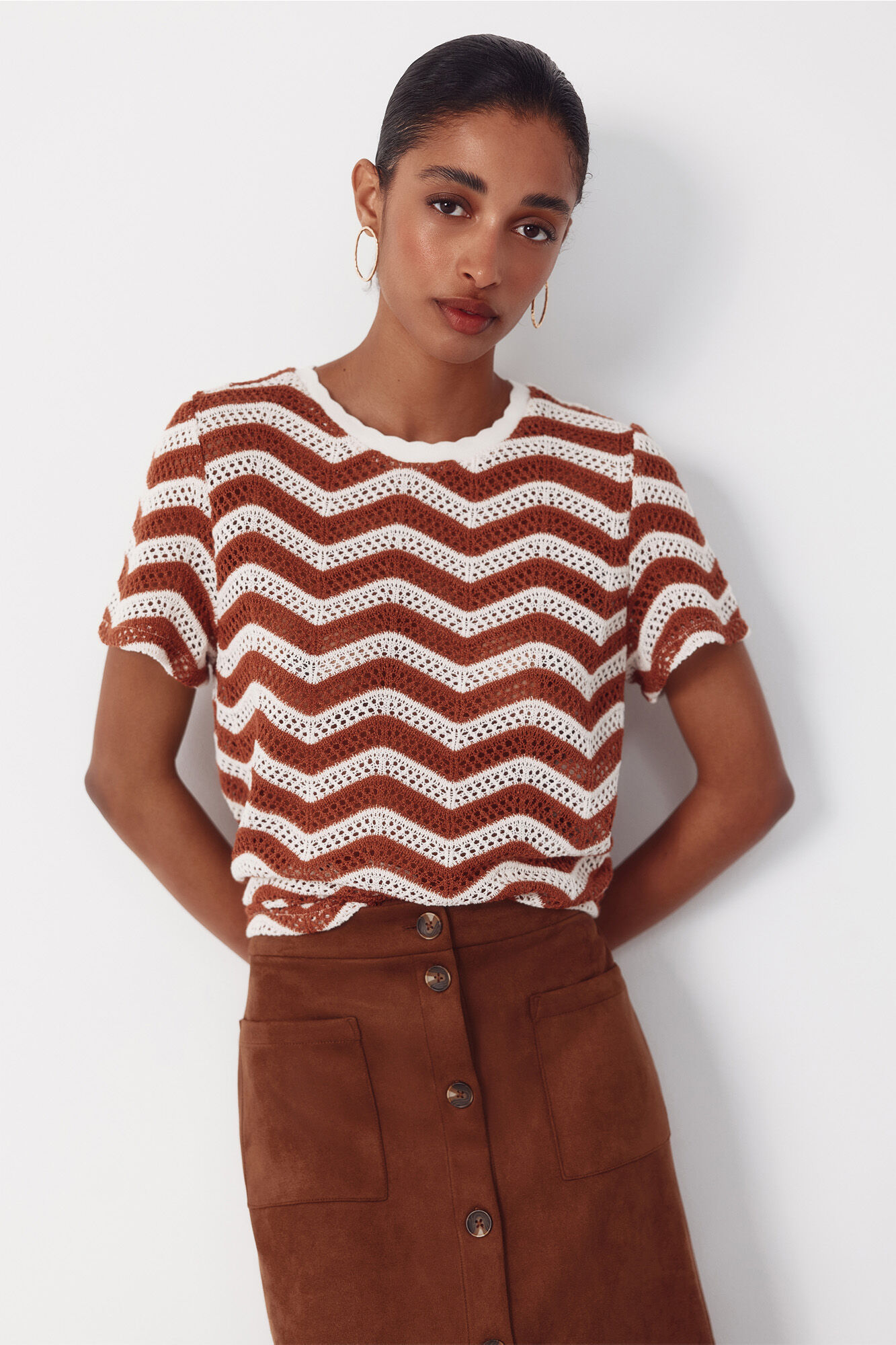 Cortefiel Top de crochet zigzag