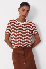 Cortefiel Top de crochet zigzag Marr&oacute;n